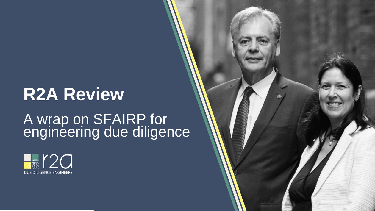 R2A Review - A wrap of Engineering Due Diligence