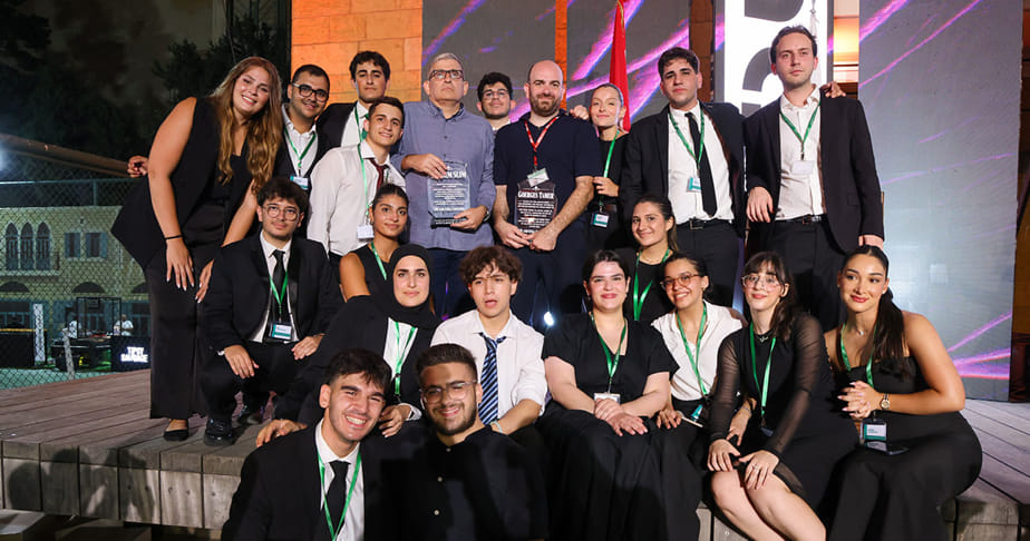 Hospitality students and guests at the "101 & Still Counting" gala dinner on the LAU Beirut campus.