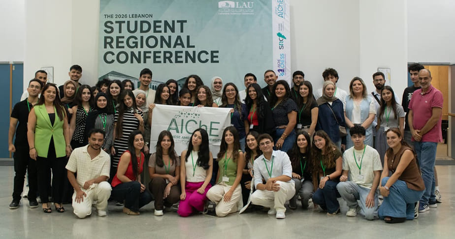 Engineering students from universities across Lebanon at the AIChE conference on the LAU Byblos campus.