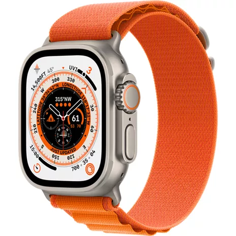 Apple Watch Ultra 49mm Titanium Case with Orange Alpine Loop - M Titanium